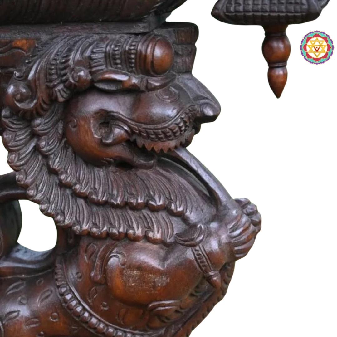 Hand-Carved Yali Dragon Wall Bracket - Pretty Homes India