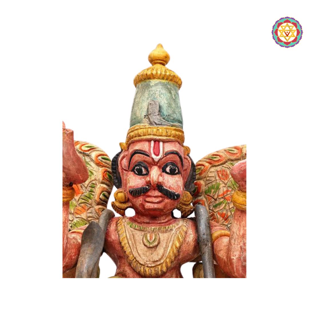 Hand-Carved Garuda Statue – Wooden Sculpture on Base