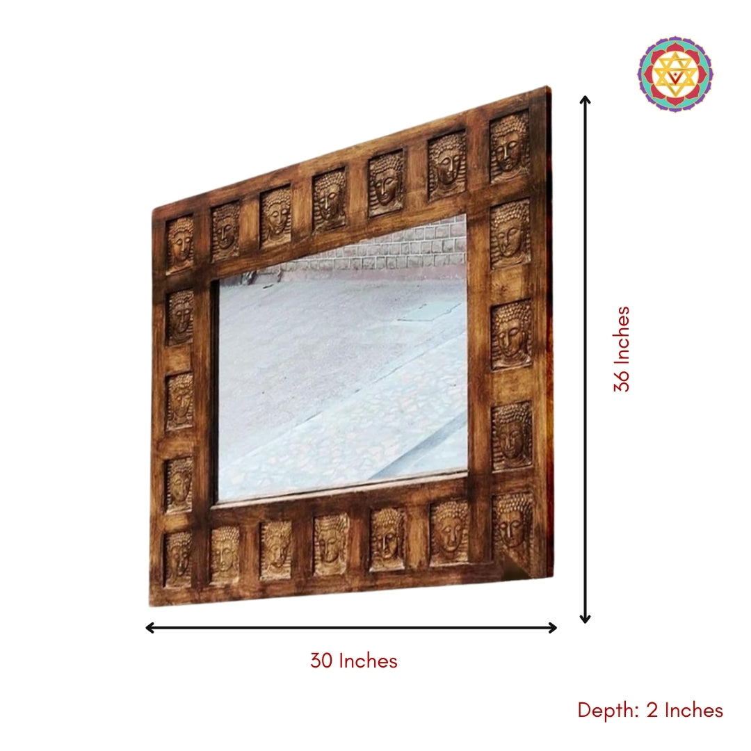 Wooden Buddha design mirror frame