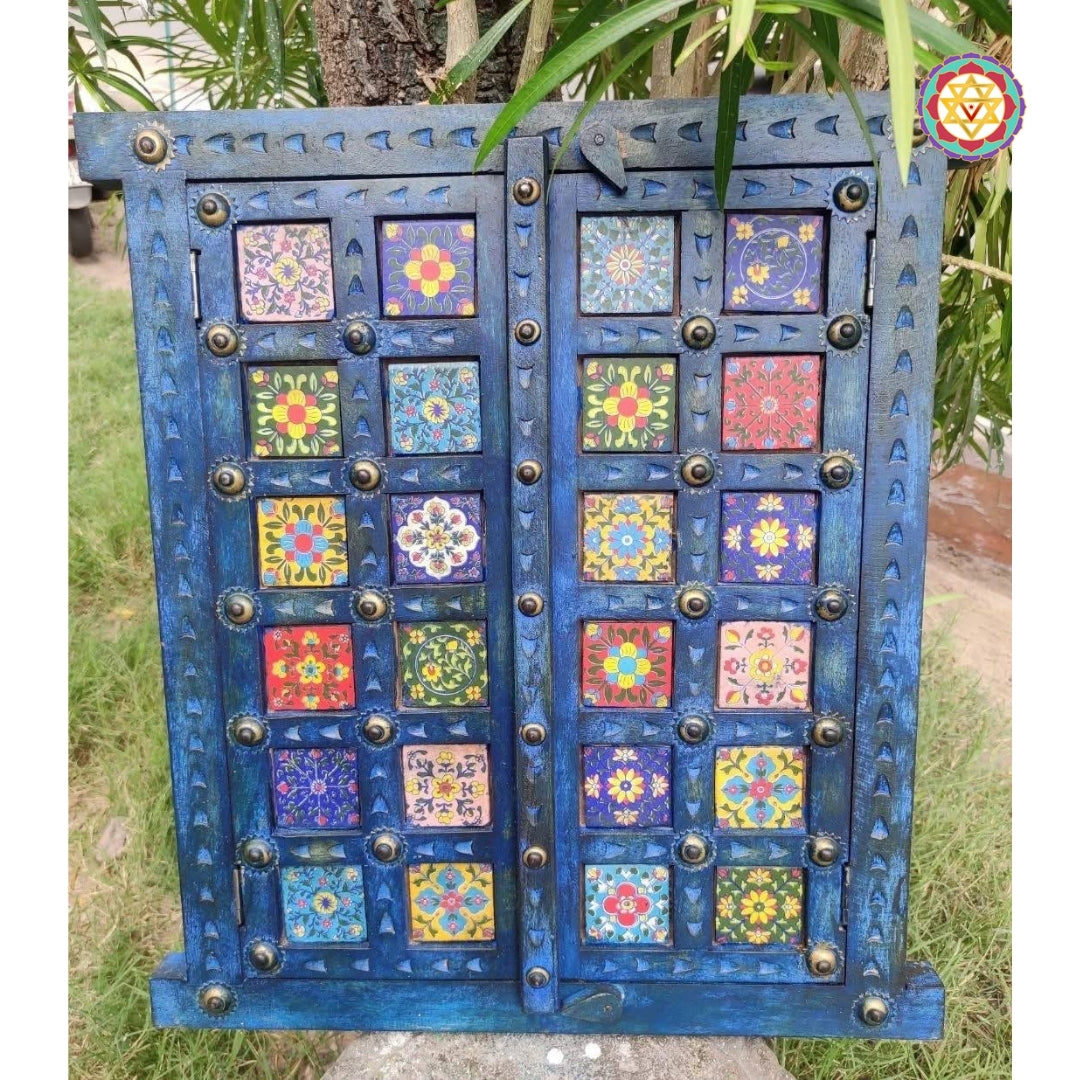 Wooden decorative windows with ceramic tile work