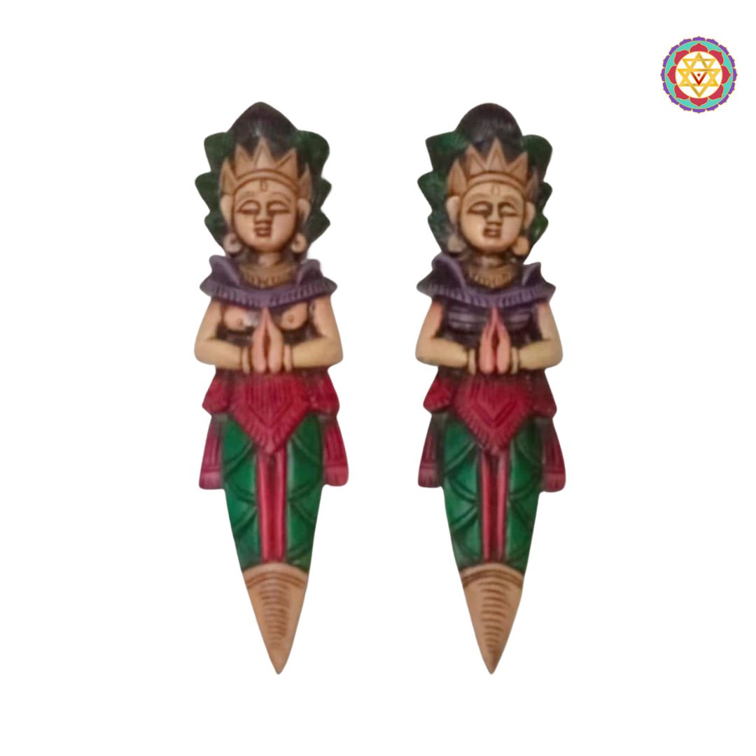 Woodcarved Ram Sita Wall Hanging | Mahogany Wood | Divine Union Art (a pair)