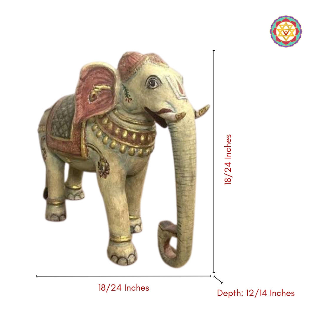 Detailed carving on Airavat elephant symbolizing prosperity and strength