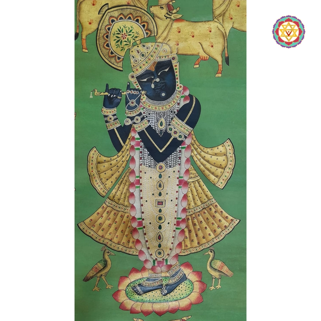 Pichwai-Shreenathji with cows,vintage finish