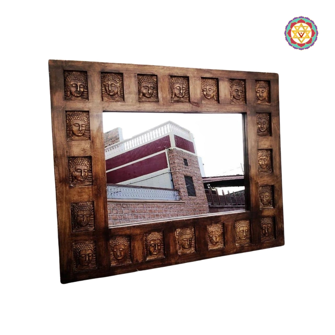 Wooden Buddha design mirror frame