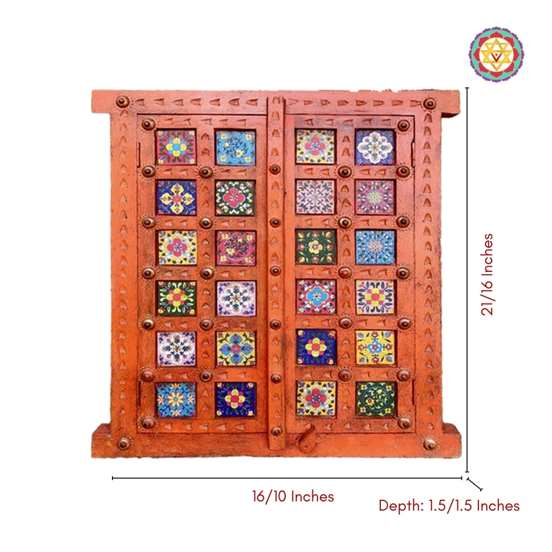 Wooden decorative windows with ceramic tile work