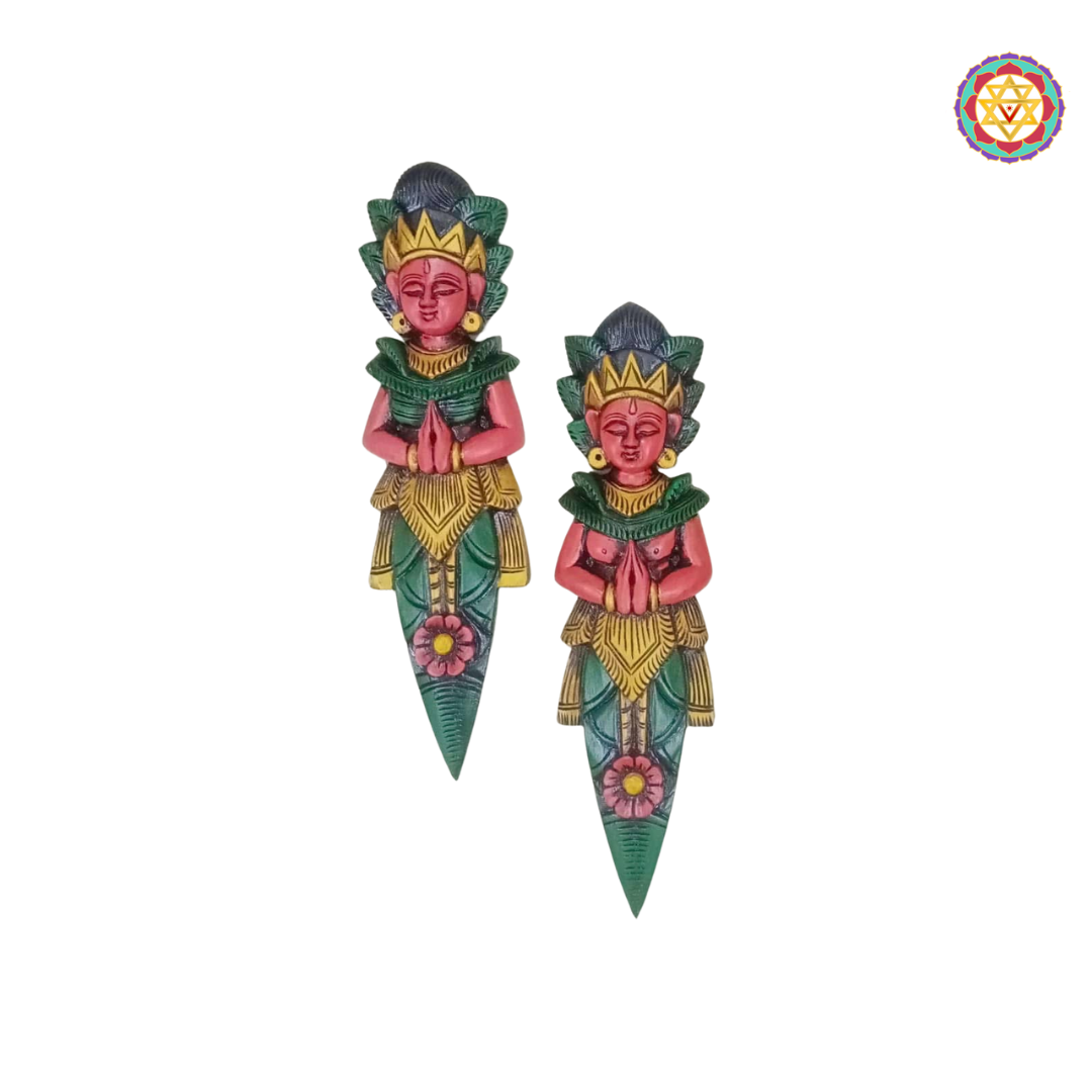 Woodcarved Ram Sita Wall Hanging | Mahogany Wood | Divine Union Art (a pair)