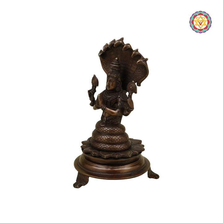 Brass Patanjali Statue ,God of yoga – Copper Finish – 11”