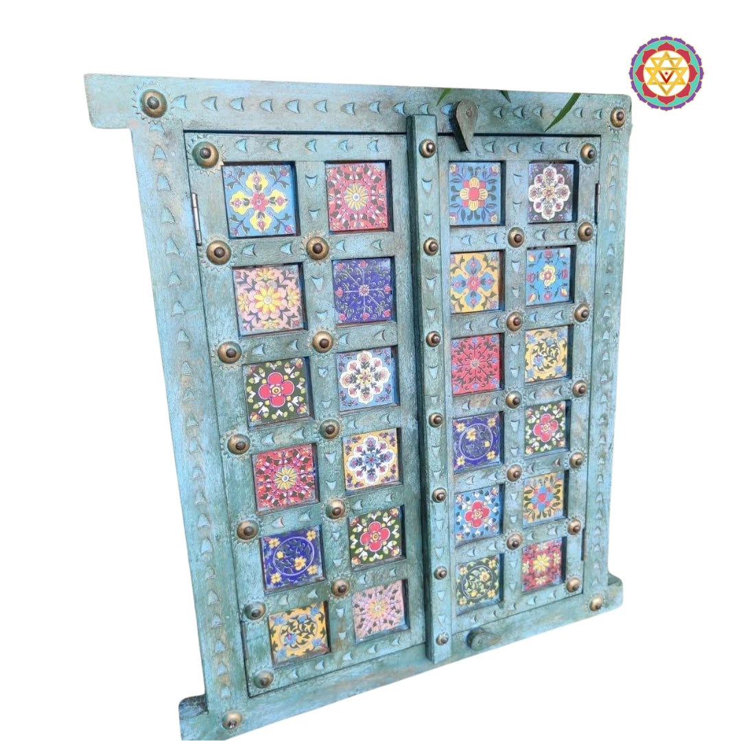 Wooden decorative windows with ceramic tile work