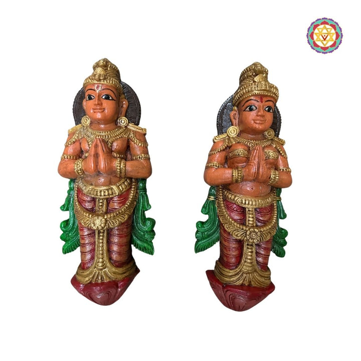 Intricately carved set of Ram & Sita wall hanging sculptures (Pair)