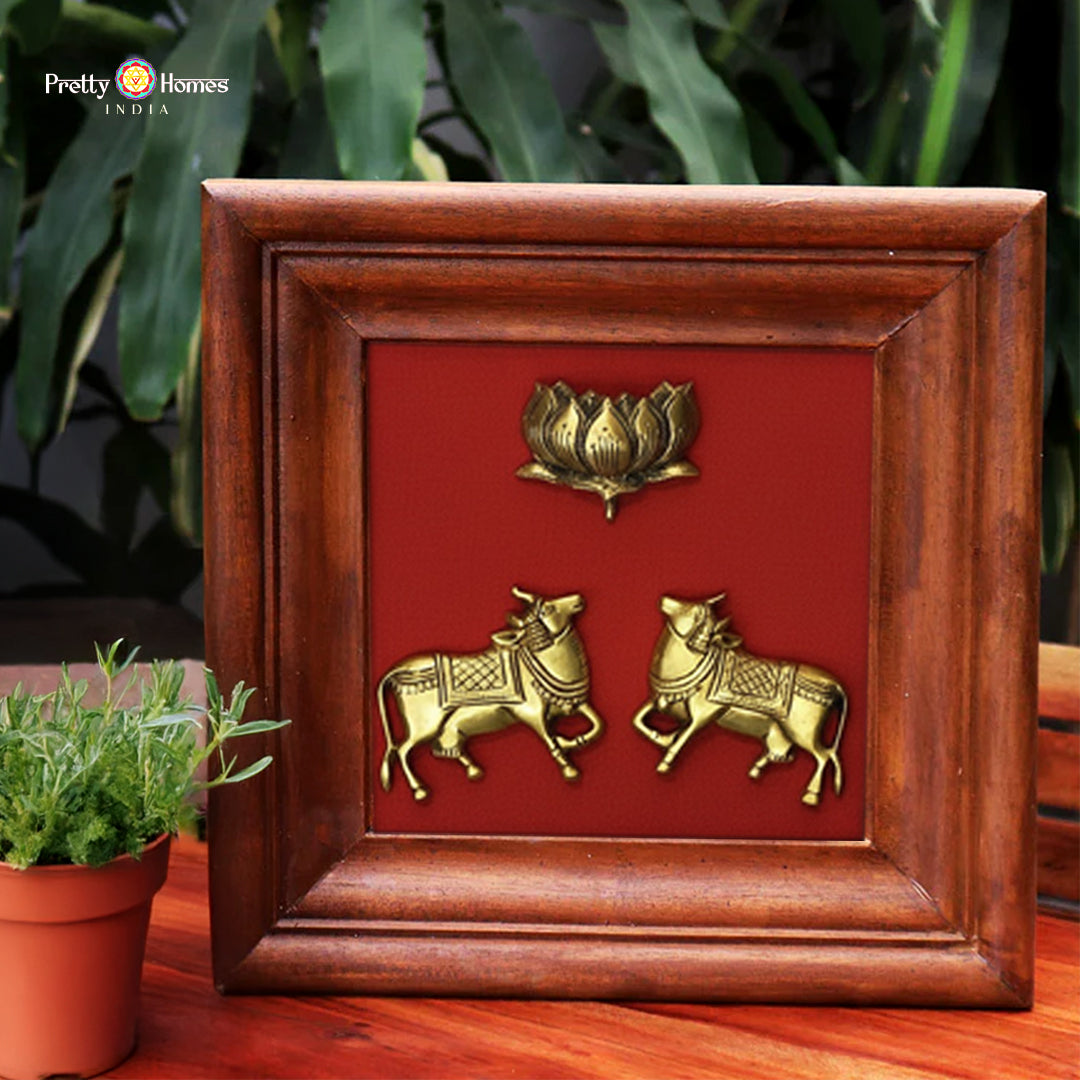 Brass Pichwai Set of 2 Cows wall decor