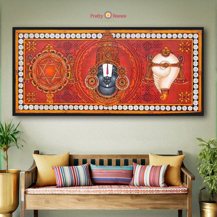 Kerala Mural Style Traditional Balaji with Shankh Chakra Painting – Divine Grace and Strength in Art