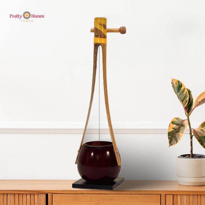 wooden ektara miniature 10 inches single string instrument curio for rustic decor