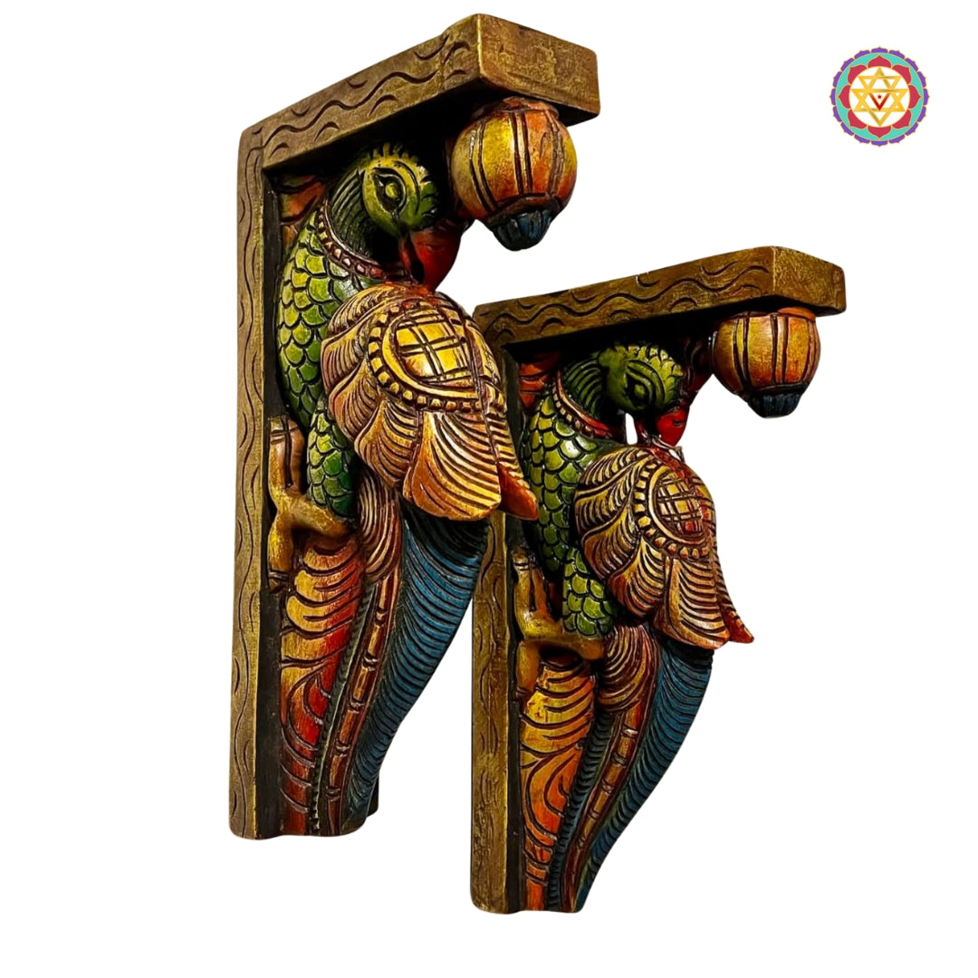 Woodcarved/ Handmade Set if Parrot wall brackets/hangings (Single)