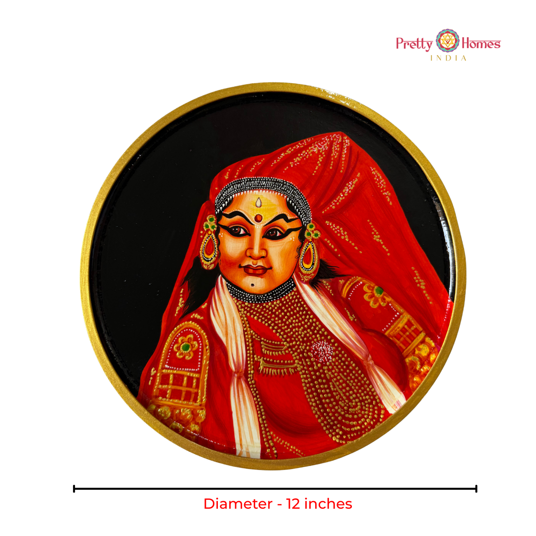 Handpainted Traditional South Indian Dancer Wall Plate