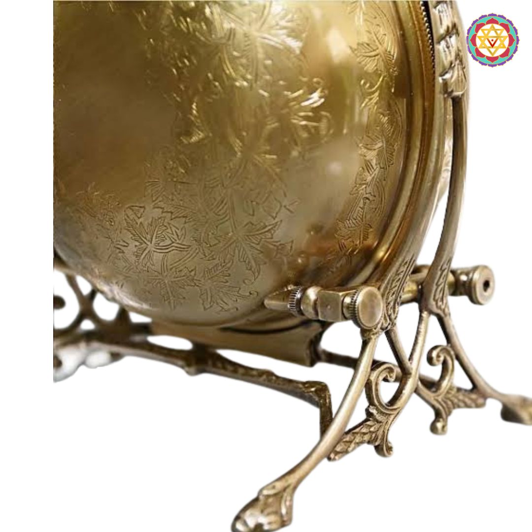 side angle of brass cookie box showing fold mechanism