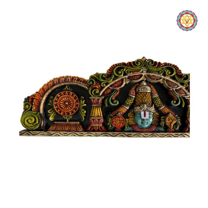 Traditional Balaji wooden wall hanging with floral carving