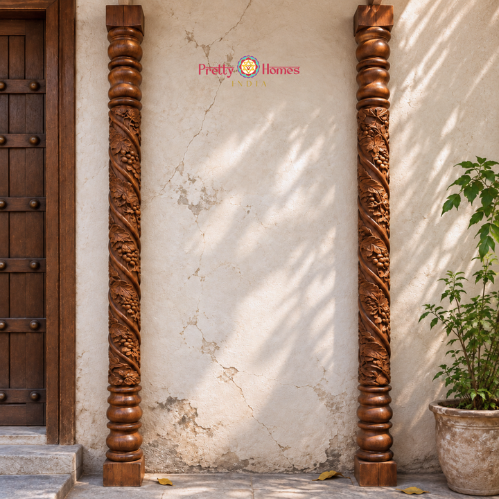 Aesthetic Floral Carved Pillars ( pair )