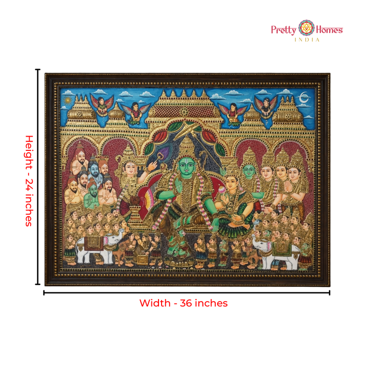 Handmade tangore painting -Vishnu /ramdarbar