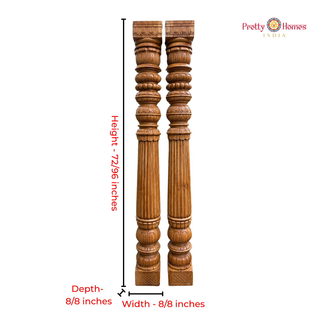 Lotus Design Carved Pillars ( Pair )