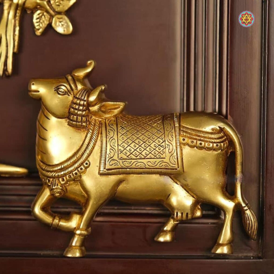 Brass lotus artwork framed in wood — handcrafted Indian home décor