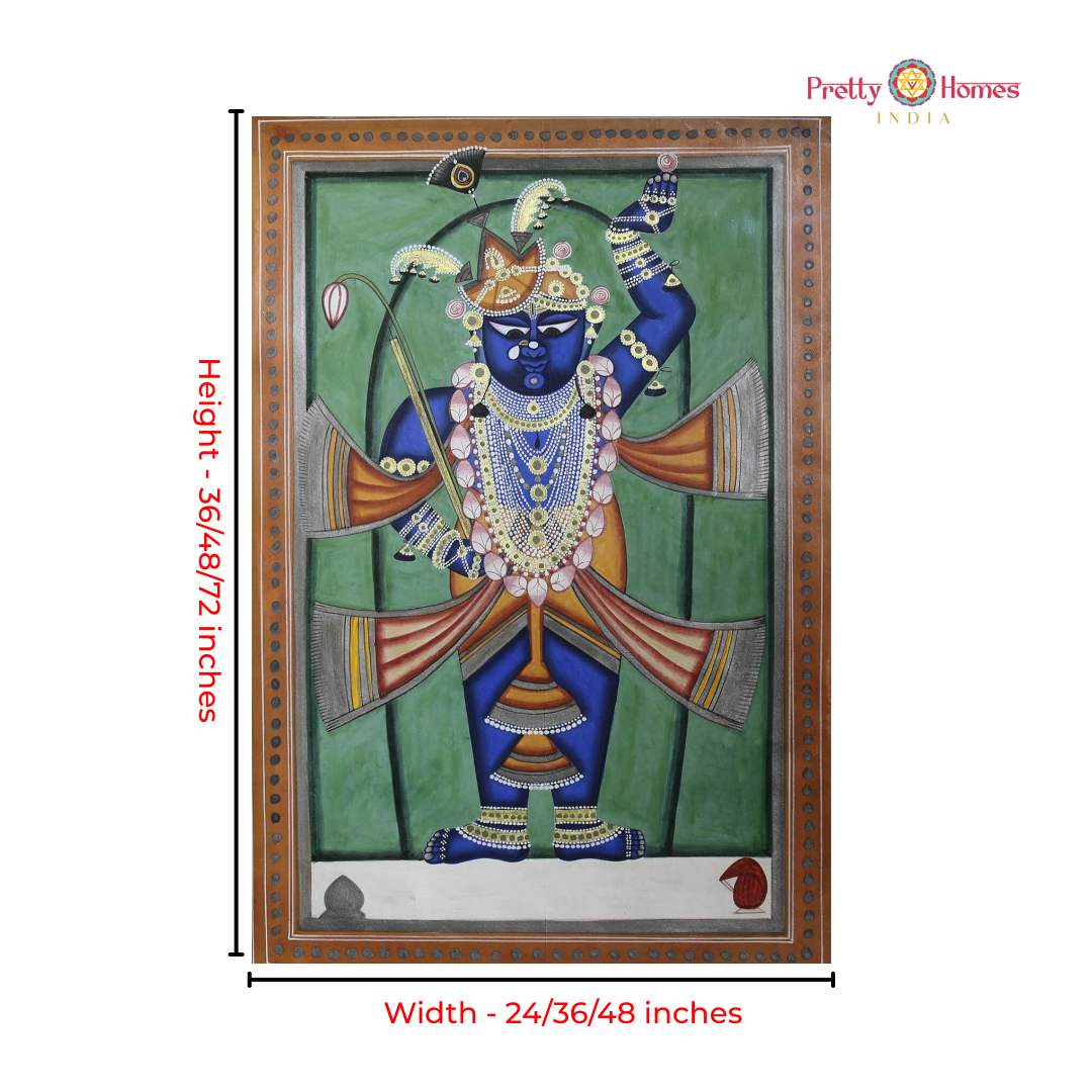 Handpainted pichwai Rustic Shrinathji Darshan