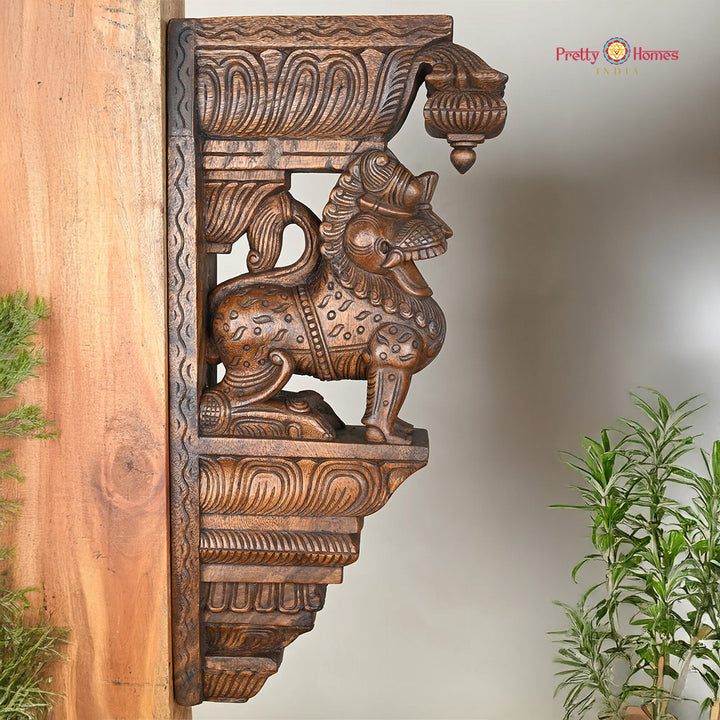 Architectural Yali wooden corbels with lion carving