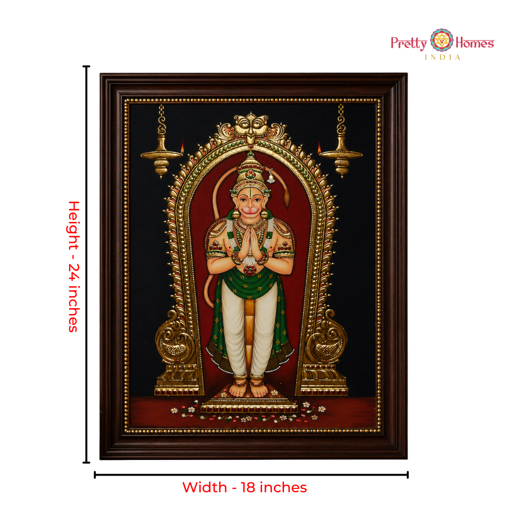 Intricate Vintage Prabhavali Design Lord Hanuman Tanjore