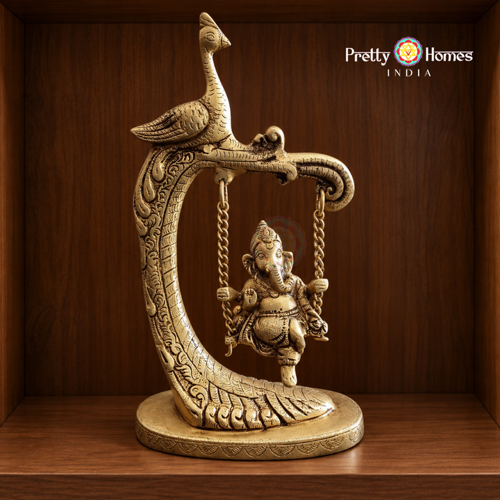 Swing Ganesha on Tree with Peacock