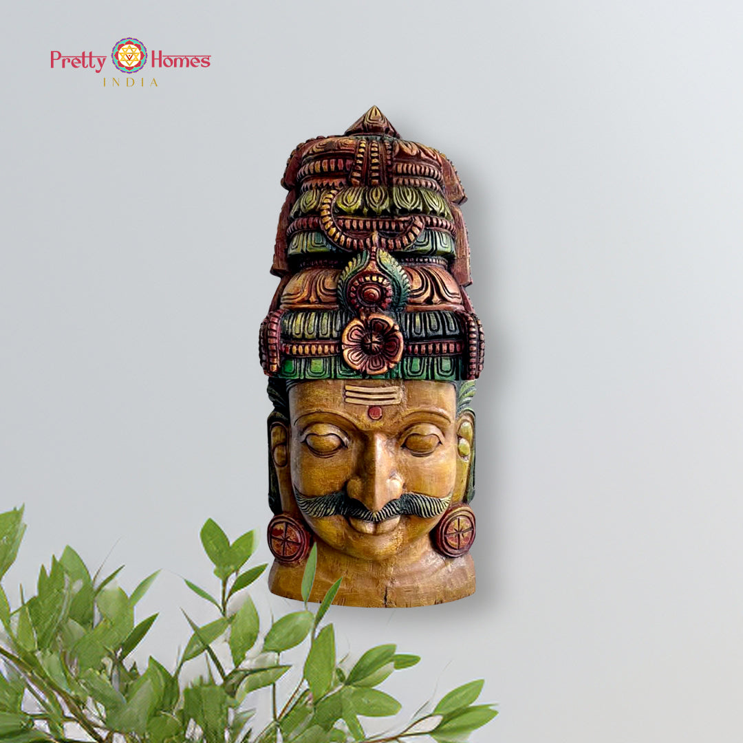Handcrafted Garuda wooden mask with multicolour finish