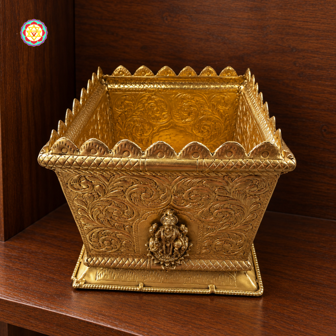 Crafted Square Lakshmi Design Tulsi Vrinda Pot