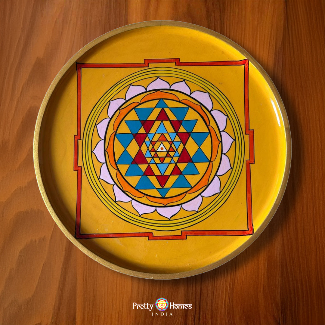 handcrafted shree yantra wall hanging in antique finish