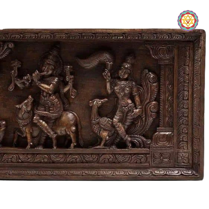 Woodcarved Vishnu Lakshmi Panel/Wall hanging