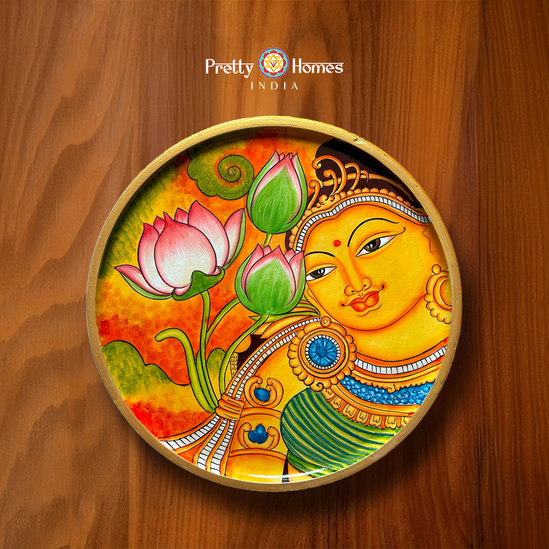 Kerala mural painting of Goddess Radha in elegant traditional design