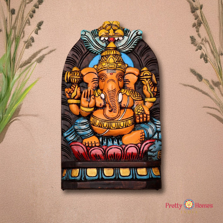 woodcarved Ganesha design &nbsp;mount /wall shelf /frame