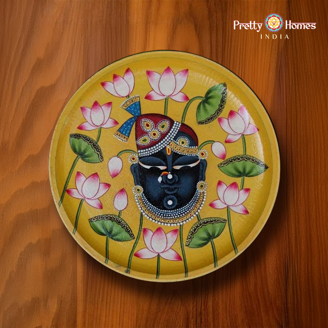 Shrinathji with Lotus Wall Plate 12 Inches