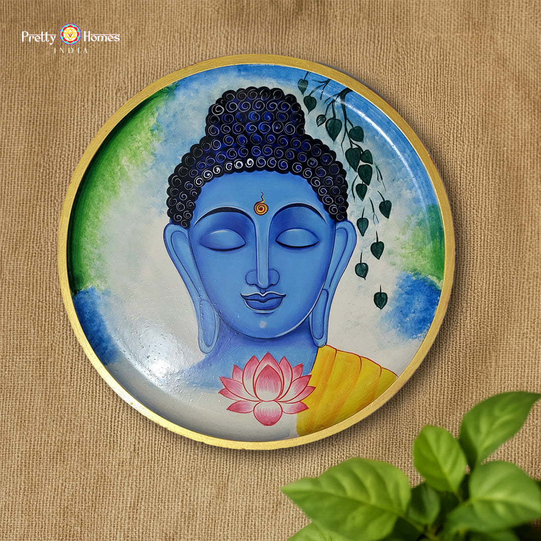 handpainted wall plate soulful buddha serene artwork