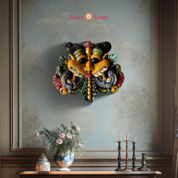 Buy Vintage Handcrafted Yali Wooden Mask – Multicolour Wall Decor