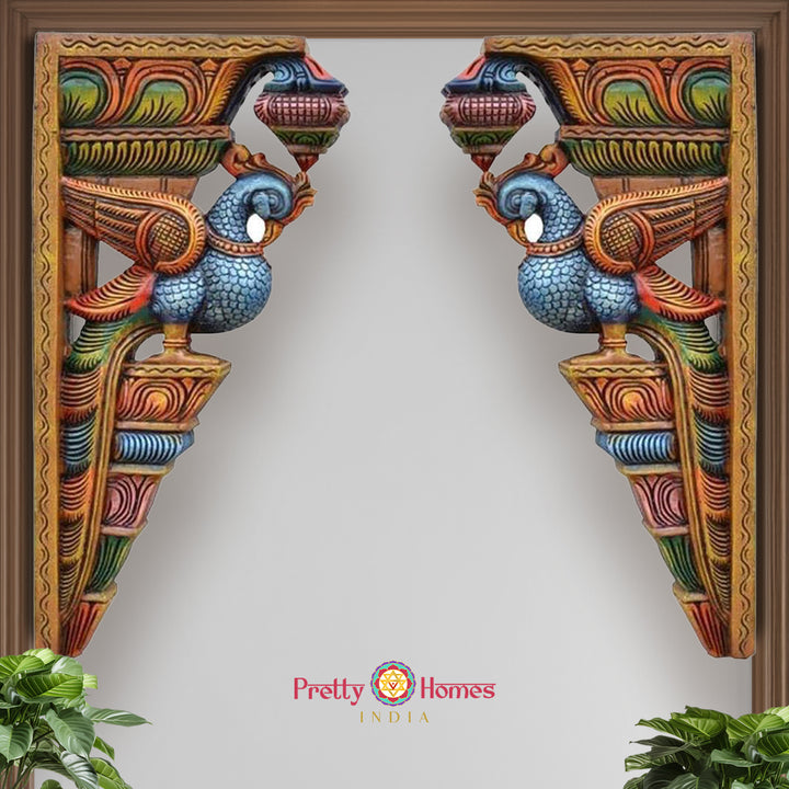 Woodcarved/ Handmade Set if Parrot wall brackets/hangings