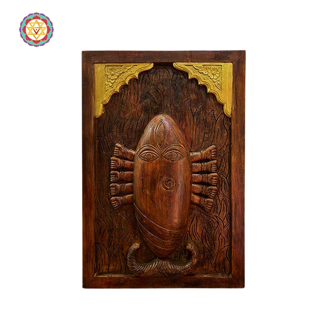 Wood carved Linga Bhairavi Frame. The Divine Feminine.