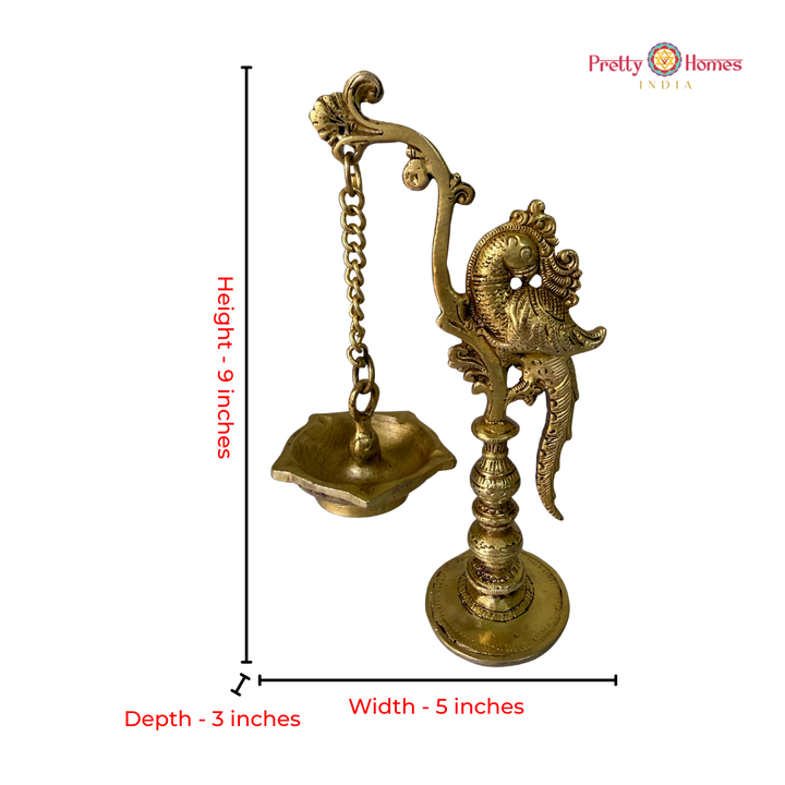 Brass Peacock Hanging Deepak