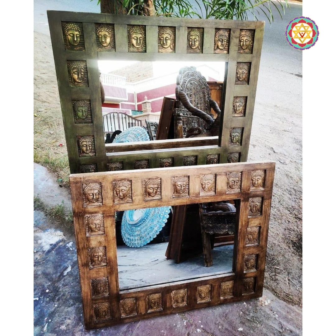 Wooden Buddha design mirror frame