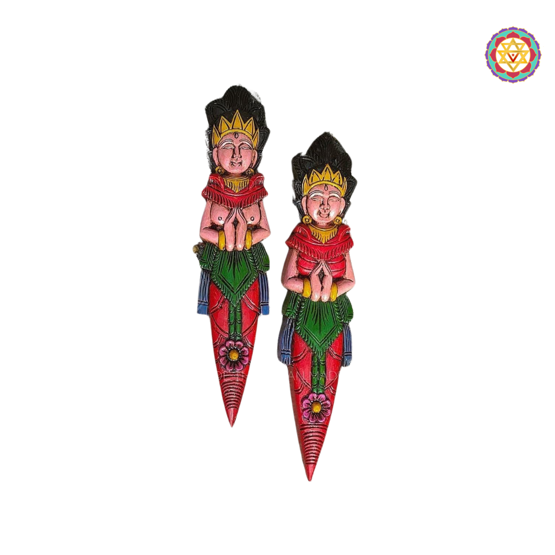 Woodcarved Ram Sita Wall Hanging | Mahogany Wood | Divine Union Art (a pair)