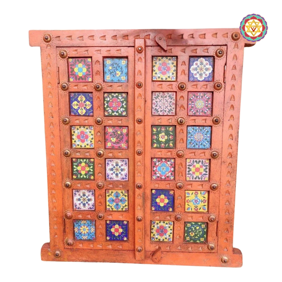 Wooden decorative windows with ceramic tile work