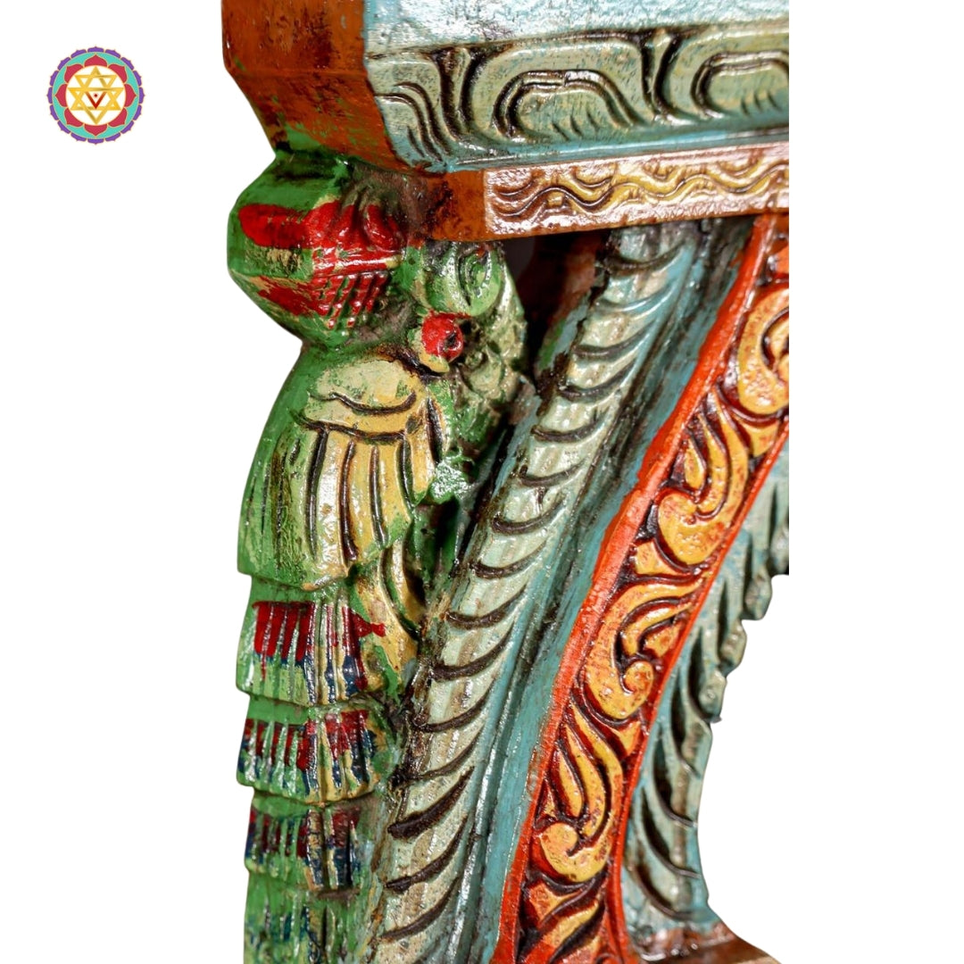 hand-carved saraswati kavadi panel in temple gopuram design