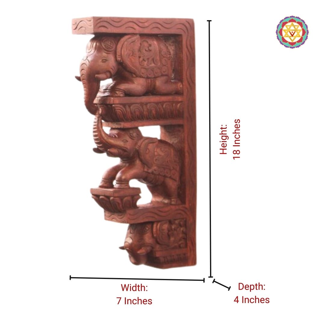 Pair of 18-inch elephant wooden wall brackets