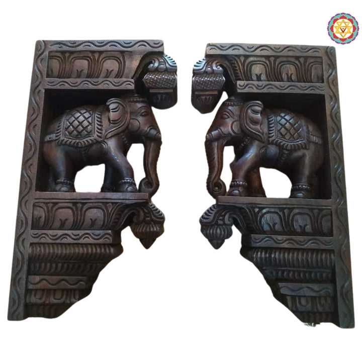 Traditional design wood carver elephants brackets/wall hangings /corbels