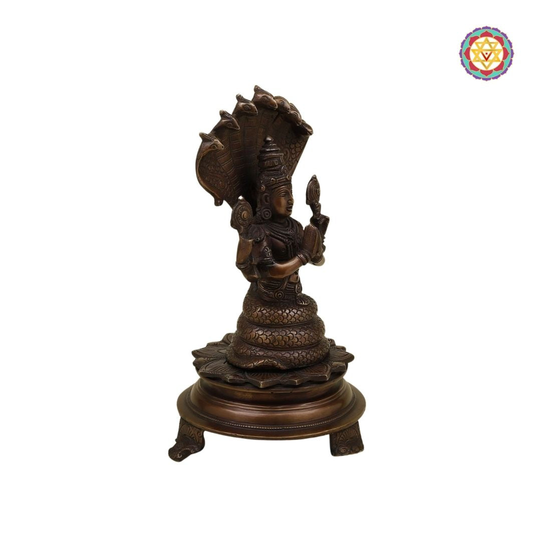 Brass Patanjali Statue ,God of yoga – Copper Finish – 11”
