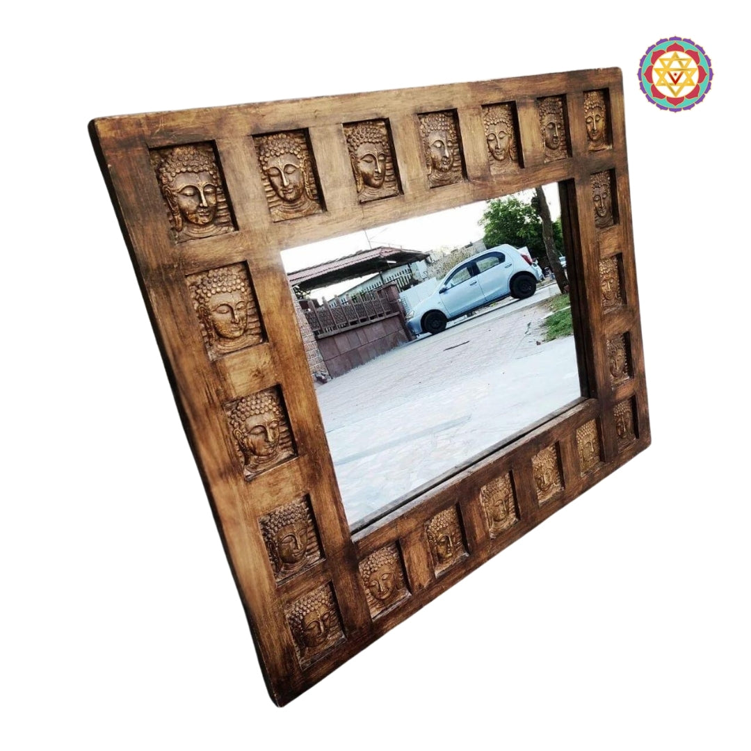 Wooden Buddha design mirror frame