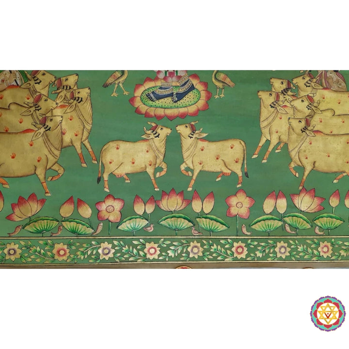 Pichwai-Shreenathji with cows,vintage finish