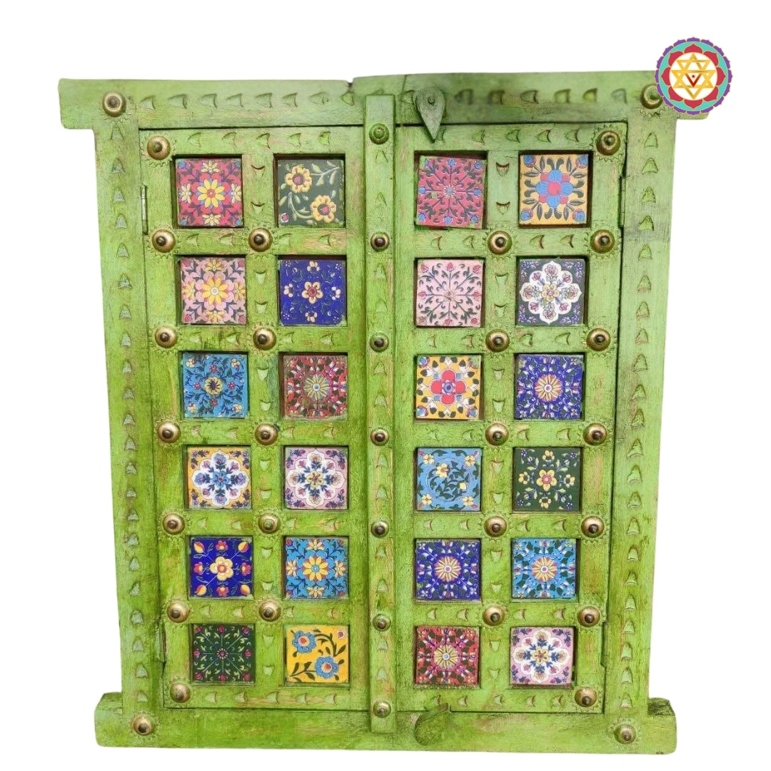 Wooden decorative windows with ceramic tile work